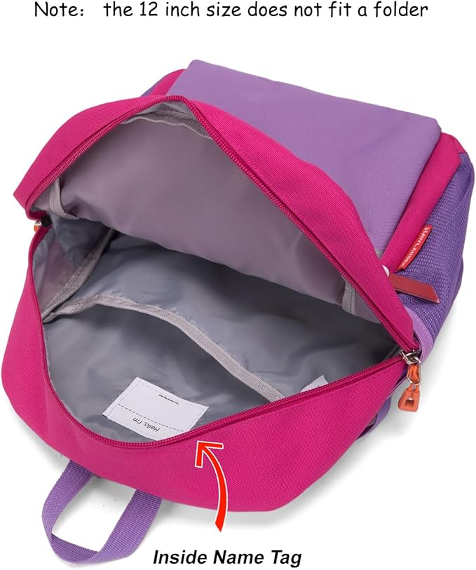 HawLander Little Kids Backpack for Boys or Girls, Toddler School Bag Fits 3 to 6 years old, Rose Purple, 12 Inch
