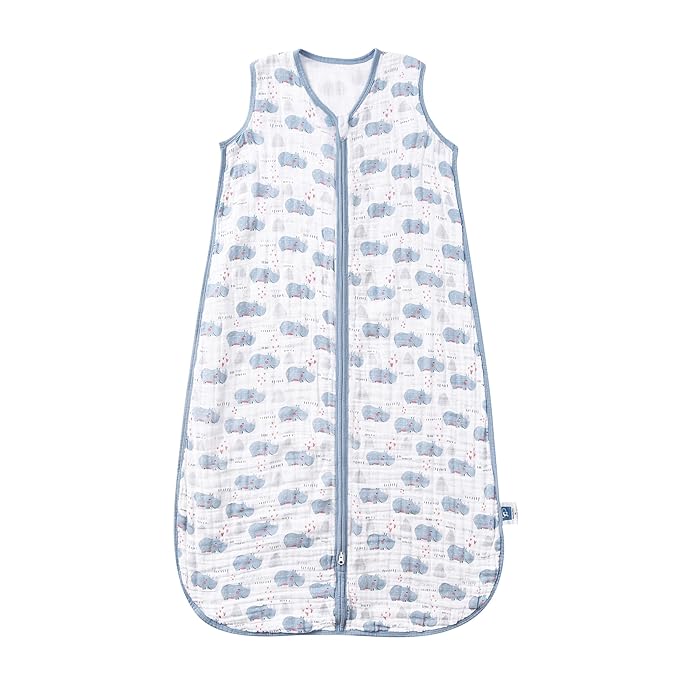 Baby Sleep Sack 12-24 M Baby Wearable Blanket 100% Organic Cotton 0.5 TOG Toddler Sleep Sack 2-Way Zipper Soft Large 4 Layers Muslin 1-2 T Rhino