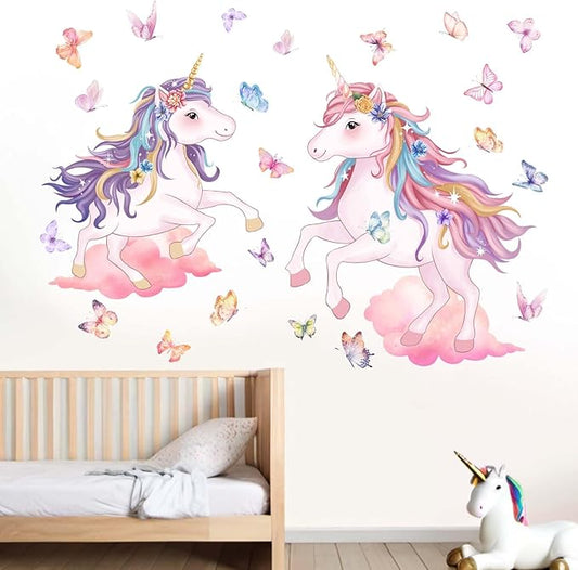Unicorn Cloud Wall Decals for Girls: Peel and Stick Vinyl Wall Stickers for Baby Room Nursery Girl Bedroom - 1-12 Years Wall Decor