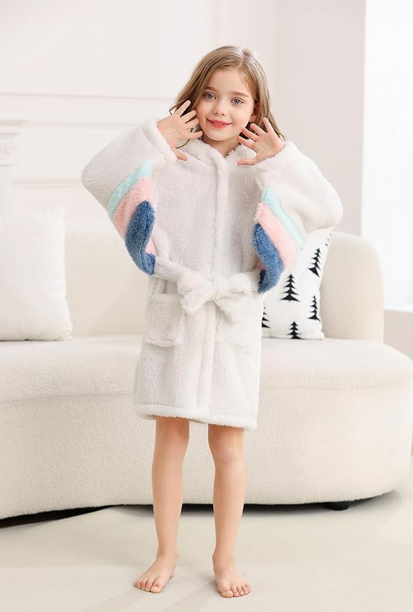 CuteOn Bathrobe for Women Soft Fleece Hooded Plush Loungewear