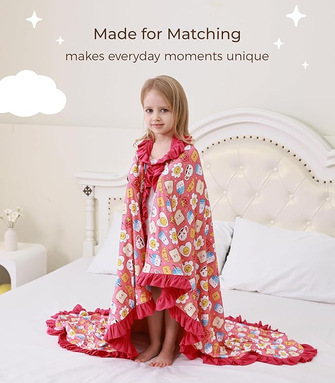Premium Baby Blankets, Soft Viscose from Bamboo Blanket for Girls, Nursery Crib Bedding Quilt for Newborn and Toddler, Ruffle Blanket Cooling for Hot Sleepers, 50''x50'' Pink Breakfast