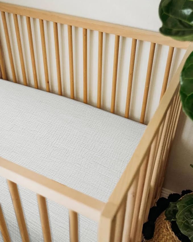 Crib Sheets for Boys Girl, Fitted Baby Toddler Bed Sheets 28" x 52", Neutral Muslin Cotton Crib Mattress Bedding Soft and Breathable Comfort (White)