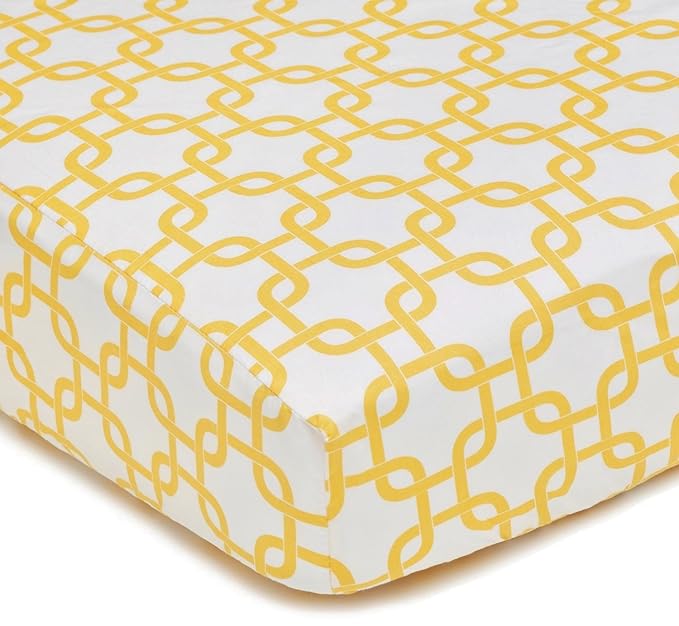 American Baby Company 100% Natural Cotton Percale Fitted Crib Sheet for Standard Crib and Toddler Mattresses, Golden Yellow Twill Gotcha, Soft Breathable, for Boys and Girls