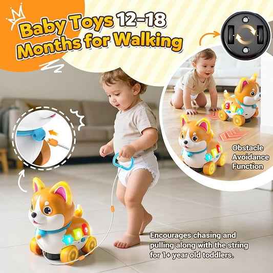 Baby Toys for 6-12-18 Month, 3-in-1 Musical Puppy Toy, Crawling & Walking Toys for 1 Year Old Boy Girl Gifts, Bilingual Learning Educational for 7 8 9 10 Months Developmental Toy