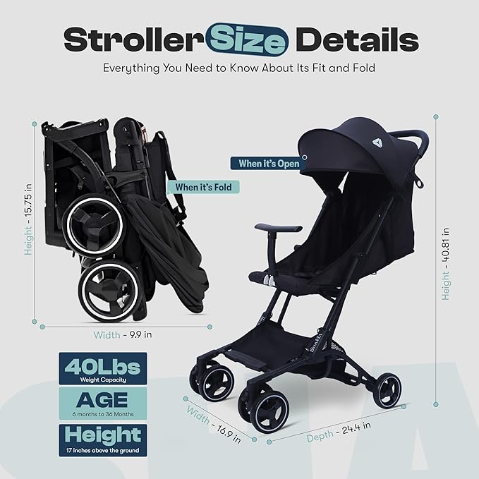 ShaHa® Lightweight Stroller For Toddlers, Travel Stroller For Airplane With One-Hand Fold, Baby Umbrella Strollers With Large Sun Canopy And Reclining Backrest, Portable Strollers Included Travel Bag