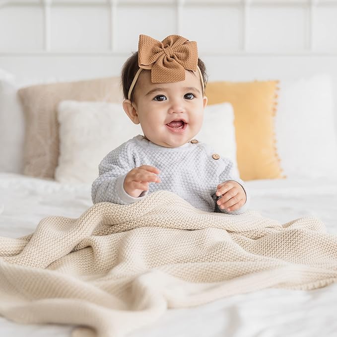 Natemia 100% Organic Cotton Knitted Baby Receiving Blanket for Newborn, Infant & Toddler – Ultra Soft 30" x 40" Crib, Stroller & Nap Time Cover for Boys and Girls – Baby Cotton Blanket