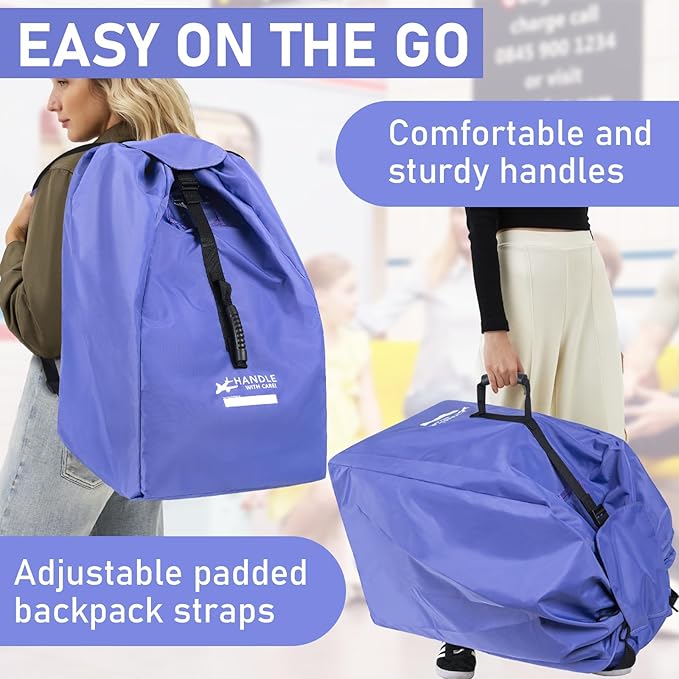 LASUK Car Seat Travel Bag for Airplane - Fits Infant Car Seats, Convertible Car Seats, Booster Seats, Car Seat Bases - for Worry-Saving, Effortless and Safe Travel