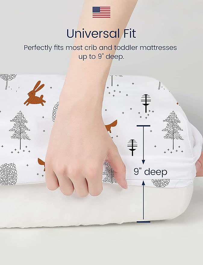 TotAha Dinosaur Crib Sheets for Boys, Premium Soft Crib Mattress Fitted Sheet, Ultra Breathable Baby Sheets, Super Stretchy Baby Bed Sheets 28x52x9 Extra Deep Pocket, 2 Pack