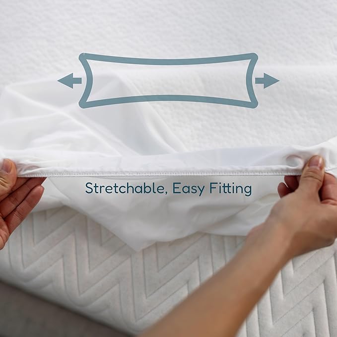 DreamOasis Waterproof Mattress Protector Twin Size - Premium Bamboo Viscose, Super Soft, Breathable, Machine Washable, Noiseless Bed Mattress Cover - White