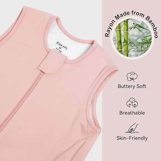 Rayon Made From Bamboo Sleep Sack 3t-4t 0.5 Tog Ultra Soft Summer Toddler Sleep Sack 36-48 Months with Feet 2-Way Zipper Lightweight Baby Sleeping Bag with Legs Thin Baby Wearable Blanket-Pink