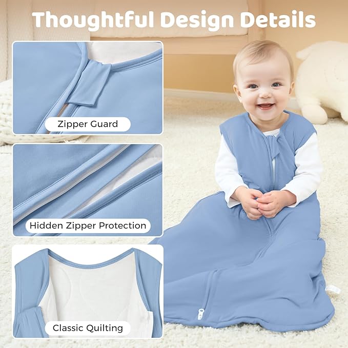 Freejoy Viscose From Bamboo Baby Sleep Sack, 1.5 TOG Infant Toddler Wearable, Buttery Soft Sleeping Bags