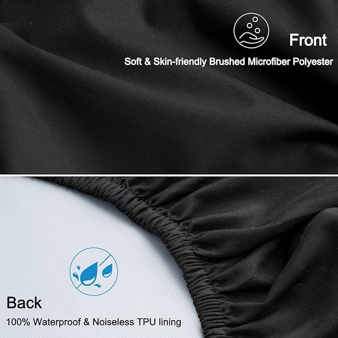 david's kids Waterproof Mini Crib Sheets, 2 Pack Ultra Soft Breathable Mini Crib Mattress Protector for Boys Girls Neutral, Universal Fit for Pack N Play, Playard and Mini Crib Mattresses, Black