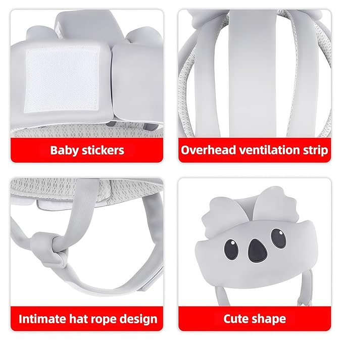 Baby Helmet for Crawling & Walking – Soft & Breathable Toddler Head Protection Cap with Adjustable Strap, Cute Koala Design, 360° Impact Shield, for Infants 8-18 Months