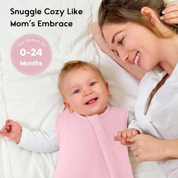 Yoofoss Rayon Made from Bamboo Baby Sleep Sack 0-6 Months 1.0 Tog Baby Wearable Blanket, Super Soft Infant Toddler Sleeping Sack 2-Way Zipper