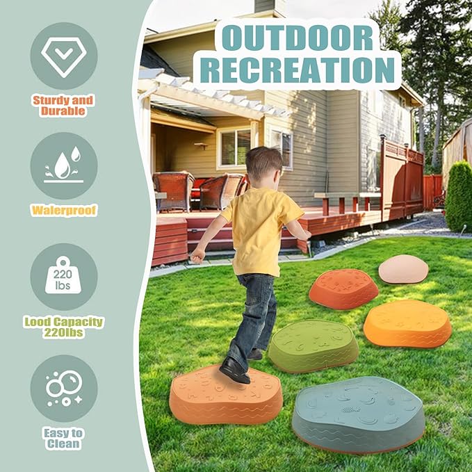 Fanboxk Stepping Stones for Kids,Non-Slip Toddler Sensory Stepping Stones for Promoting Toddler Balance Coordination Skills,Obstacle Courses Sensory Toys Outdoor or Indoor Play for Kids Age 3-8