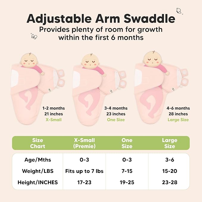 KeaBabies 3-Pack Organic Baby Swaddle Sleep Sacks - Swaddles for Newborns, Infant 0-3 Months, Baby Girls, Boys, Soft & Snug Newborn Sleep Sack, Nursery Swaddling Blankets (Angelic)