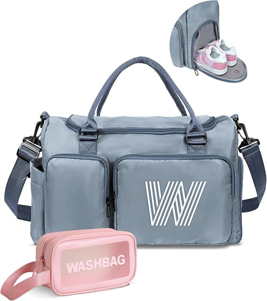Elilier Initial Travel Bag for Girls, Kids Travel Duffle Bag, Sports Bag, Personalized Weekender Bag with Shoes Compartment, Monogram Sleepover Bag, teacher gifts, bridal shower Gifts