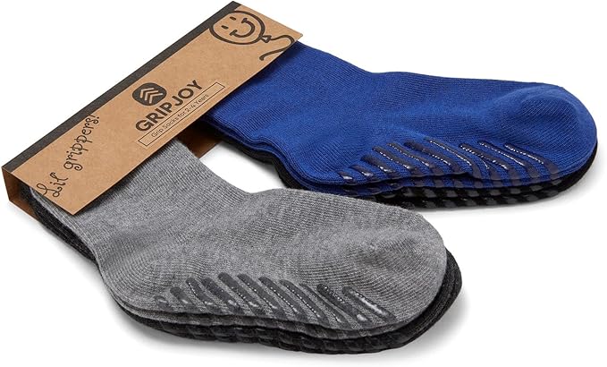 Gripjoy Toddler Socks with Grippers, Non-Slip for Kids, Enhanced Stability, Comfortable Cotton - 4 Pairs