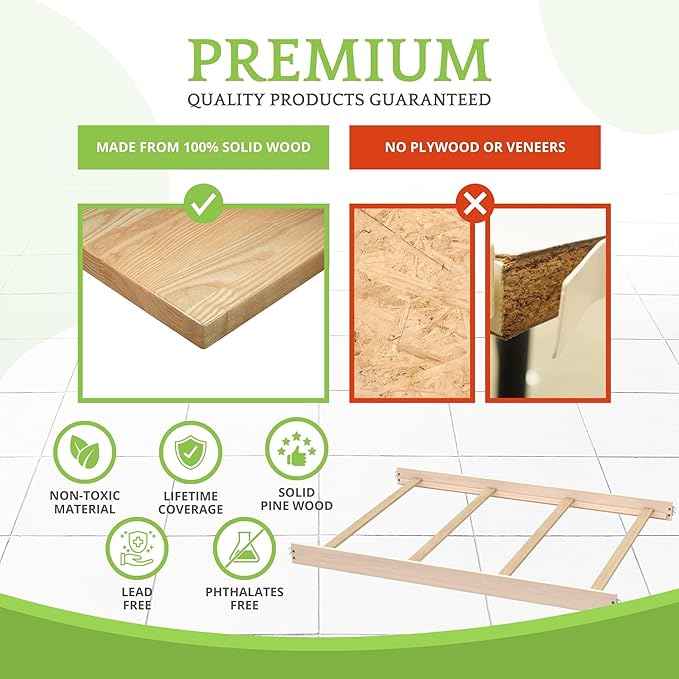 Full-Size Conversion Kit Bed Rails for Evolur Cribs - Solid Wood Crib Convertible Kit to Kids Bed - Transitional Style Rails & Easy-to-Install Child Essentials for Safety (Sand Castle Oak)