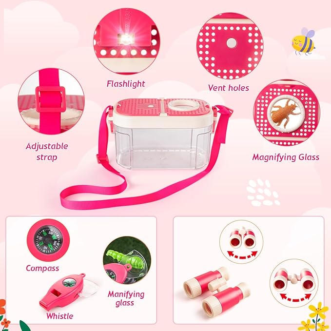 Meland Kids Camping Set for Girls - Camping Tent Toys for Girls Indoor Outdoor Pretend Play, Christmas Birthday Gift Idea for Toddler Girl Age 3,4,5,6 Year Old