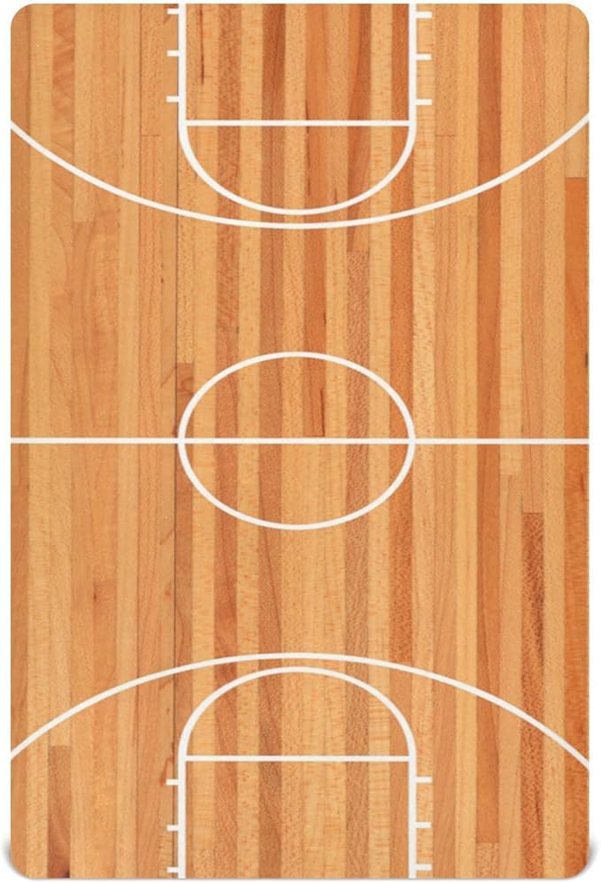Fitted Crib Sheets for Boys Girls, Basketball Court Soft Breathable Mattress Cover for Standard Crib & Toddler Bed Mattress, 52 * 28 in.