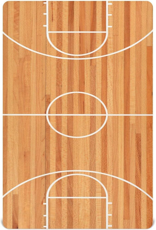 Fitted Crib Sheets for Boys Girls, Basketball Court Soft Breathable Mattress Cover for Standard Crib & Toddler Bed Mattress, 52 * 28 in.