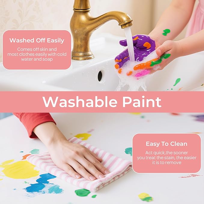 Smallbudi 8 Colors Large Washable Paint Set for Kid (8.45oz,250 ml), Bulk Paint Supplies Non Toxic Children Tempera Paint for Art, Craft, DIY, Poster & Finger Paint, Face, School Home Classroom Party