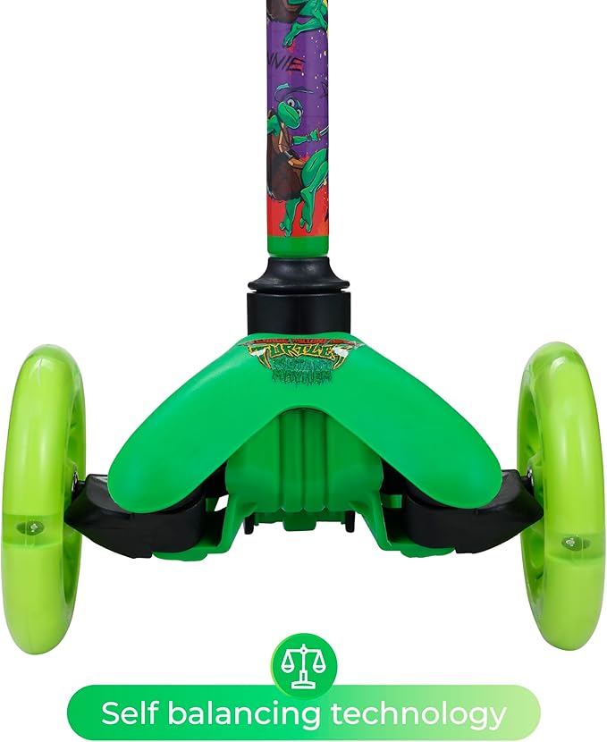 Self Balancing Kick Scooter with Light Up Wheels, Extra Wide Deck, 3 Wheel Platform, Foot Activated Brake, 75 lbs Limit, Kids & Toddlers Girls or Boys, for Ages 3 and Up