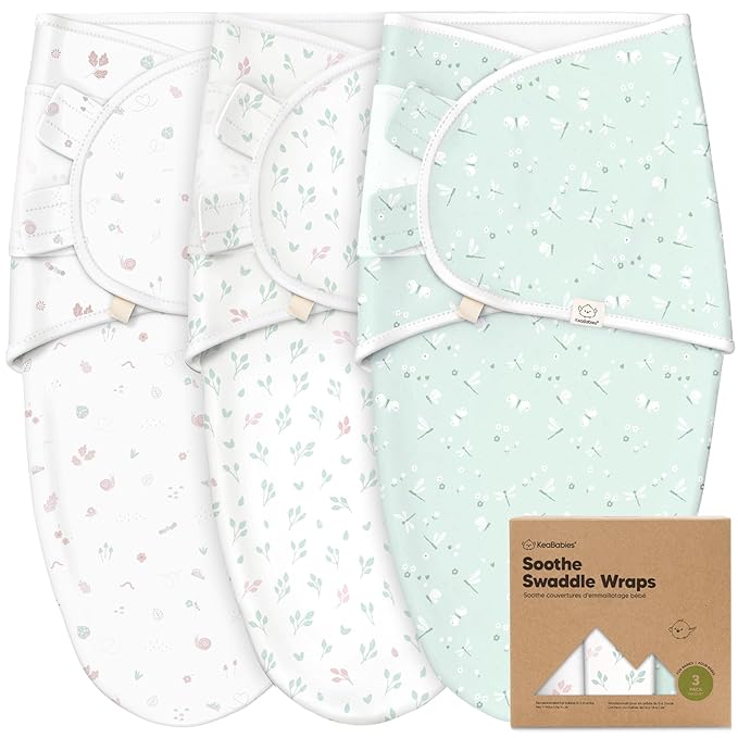 KeaBabies 3-Pack Organic Baby Swaddle Sleep Sacks - Swaddles for Newborns, Infant 0-3 Months, Baby Girls, Boys, Soft & Snug Newborn Sleep Sack, Nursery Swaddling Blankets (Garden)