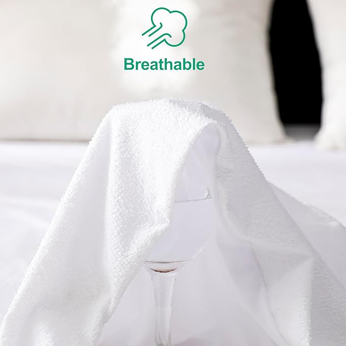Full Size Waterproof Mattress Cover, Premium Terry Top Mattress Cover, Breathable, Noiseless, Cooing & Machine-Washable Bed Cover with 21" Deep Pocket