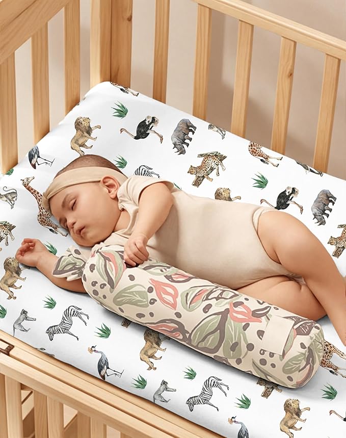 Pack and Play Sheets 2 Pack, Fitted Jersey Knit Mini Crib Sheets for Baby Boys and Girls, Compatible with Graco Pack N Play and Mini Crib Mattress (Jungle Journey, Pack N Play/Mini Crib Sheets)