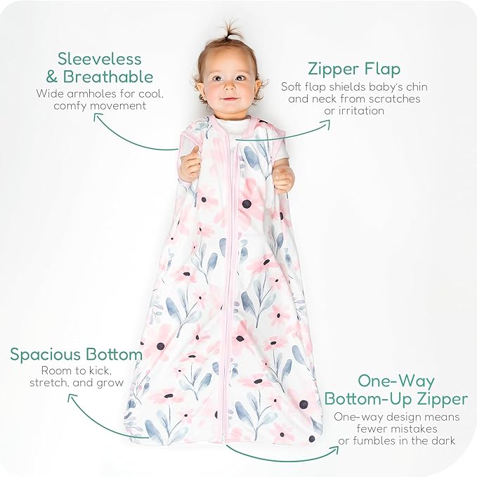 Baby Sleep Sacks Lightweight, Soft & Breathable 0.5 TOG Wearable Blanket with Zipper, 3-Pack 0-3-6-12-24-4T