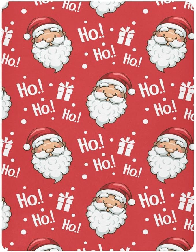 Christmas Santa Hohoho Crib Sheets Soft Breathable Fitted Baby Crib Sheets Mattress Cover for Girl Boy, 52" x 28" x 9"