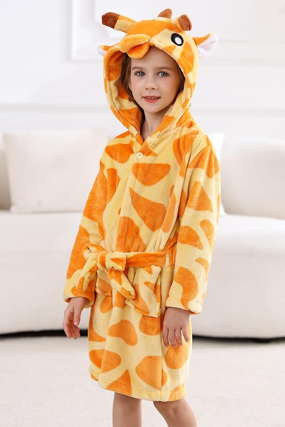 DELEY Girl's Robe Baby Boys Hoodie Robes Toddler Bathrobes for Kids Pajamas Sleepwear