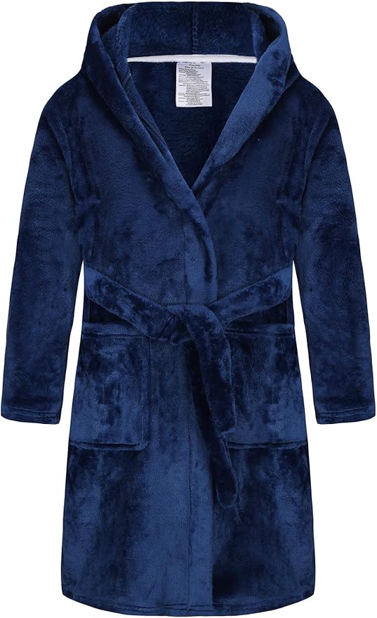 Boys Girls Robe Kids Flannel Hooded Bathrobe Sleepwear Pajamas Toddler Soft Plush Robes for Girls 2-16 Years