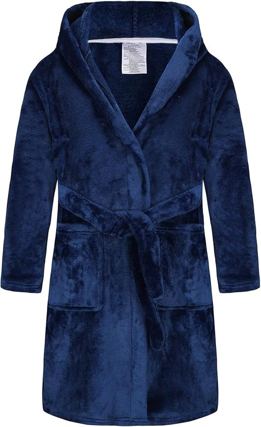 Boys Girls Robe Kids Flannel Hooded Bathrobe Sleepwear Pajamas Toddler Soft Plush Robes for Girls 2-16 Years