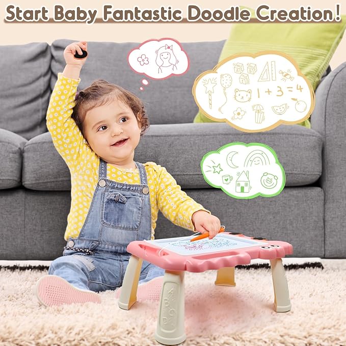 AiTuiTui Magnetic Drawing Board Toddler Toys with Legs for Girls, Color Sketch Writing Scribble Doodle Pad Travel Games, Educational Learning Kids Toys for Birthday or Valentine Gift (Pink)