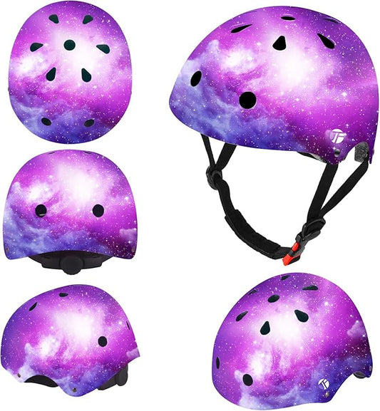 Adjustable Color Gradient Toddler Kids Bike Helmet for 3-5-8-14+Ages Girls Boys.Skateboard Bicycle Toddler Helmet 2-4 Years for Multi-Sports Cycling Scooter Inline Roller Skates Rollerblading