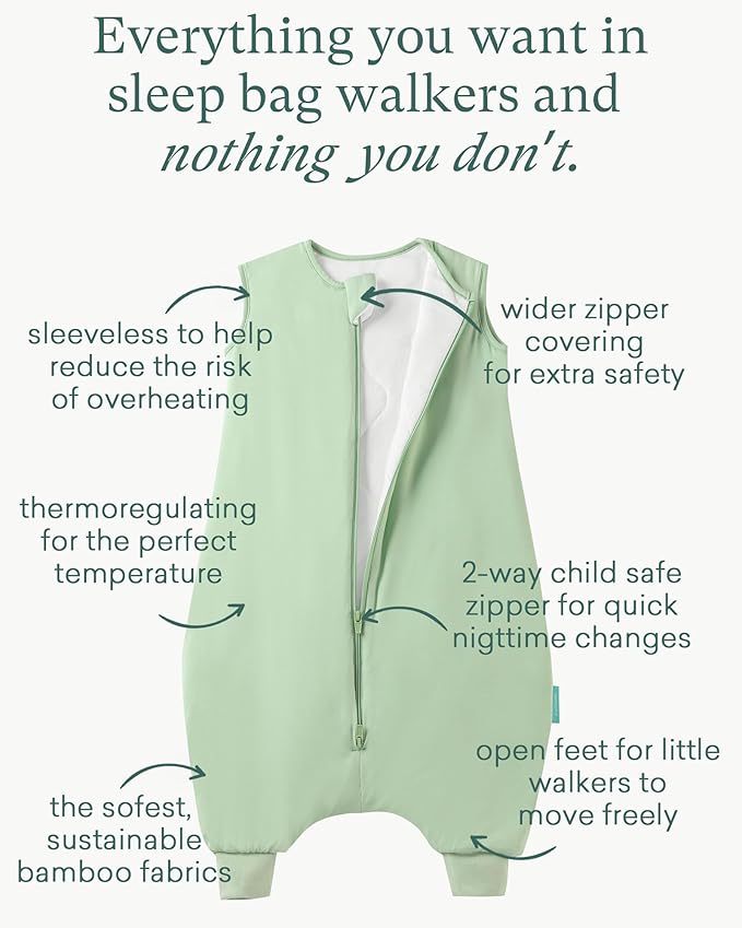 PurComfy Supersoft Toddler Sleep Sack with Feet 1.0 TOG Premium Bamboo Viscose Sleep Bag Walker with Legs 12-18-24-2t-4t-5t