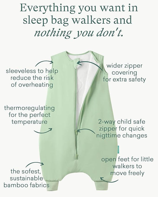 PurComfy Supersoft Toddler Sleep Sack with Feet 1.0 TOG Premium Bamboo Viscose Sleep Bag Walker with Legs 12-18-24-2t-4t-5t