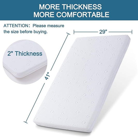 Baby Bassinet Mattress Pad, 41" x 29" x 2" Dual Sided Gel Memory Foam Mattress with Breathable Removable Soft Cover Fit for 4moms Breeze Plus Portable Playard