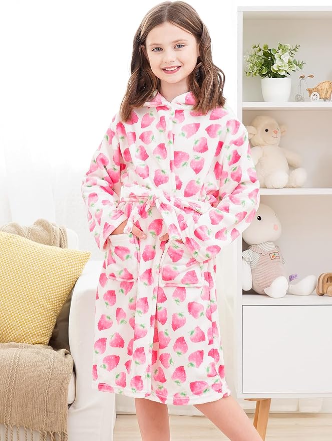 Doctor Unicorn Soft Hooded Rainbow Bathrobe Sleepwear for Girls