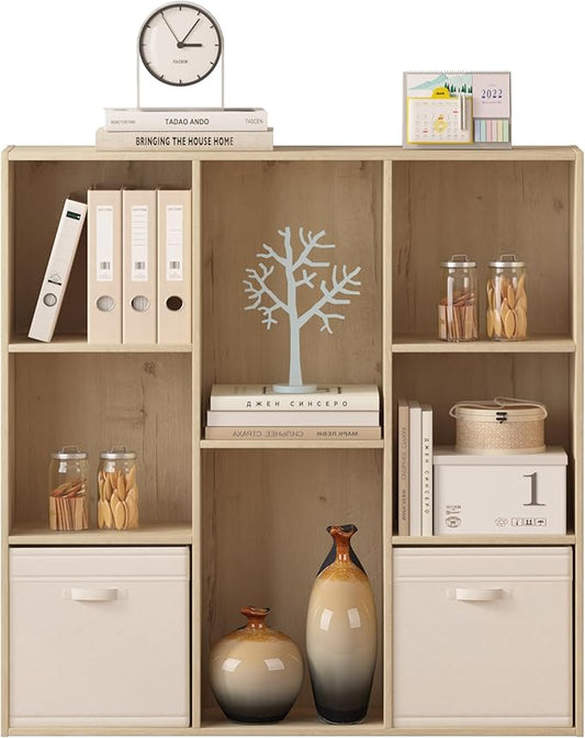 Jpiziso 8 Cube Storage Organizer, Wooden Cube Shelves with Closed Back Panel, Reversible Bookcase, Cubes Closet Organizer for Home, Living Room, Kids Room, Office, Bedroom, Study, Hallway