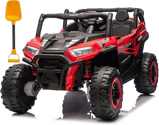 24V Car for Kids, 4WD Ride on Electric Cars, 4x4 Battery Powered Electric UTV for Boys Girls, 3 Speeds Off Road Truck with Bluetooth (Red)