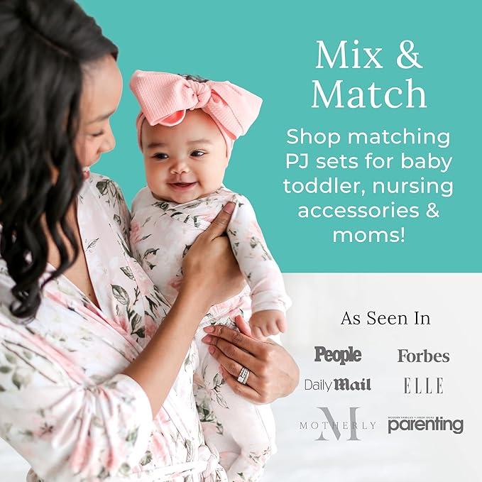 Posh Peanut Swaddle Blanket & Headband Set – Viscose from Bamboo Stretchy Baby Swaddle for Newborn Girls, Receiving Blanket or Nursing Cover