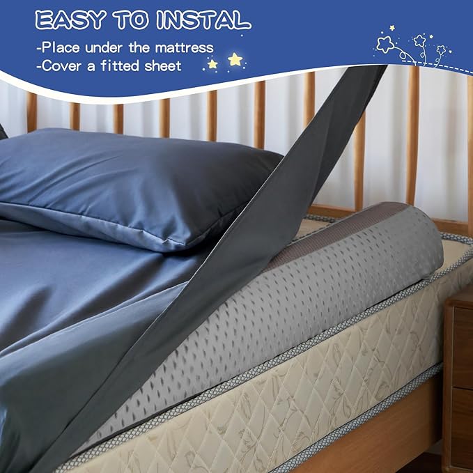 Bed Bumpers for Toddlers Foam Bed Rail for Toddlers 2 Pack Bed Rails Bumper for Queen, King, Twin, Full-Size Bed with Non-Slip Machine Washable Cover