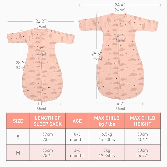 2 Pack Transitional Swaddle Sack with Arms Up Length Sleeves & Mitten Cuffs, Sleeping Sack Bag 2 Ways Zipper, Wearable Swaddling Blanket for Newborns Baby Snug Fit Calms Startle Reflex
