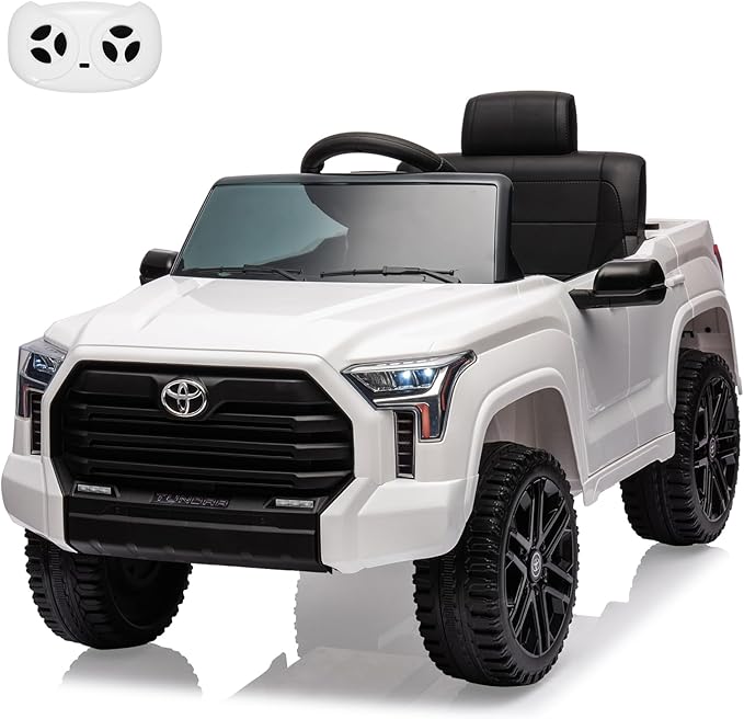 12V Licensed Toyota Ride on Car for Kids, Electric Toy Car with Parent Remote Control, MP3 Player, LED Headlights & Lockable Door, Battery Powered Vehicle for Toddlers, White