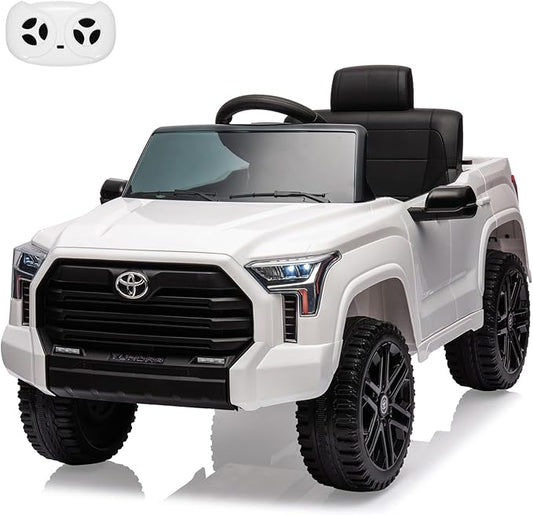 12V Licensed Toyota Ride on Car for Kids, Electric Toy Car with Parent Remote Control, MP3 Player, LED Headlights & Lockable Door, Battery Powered Vehicle for Toddlers, White