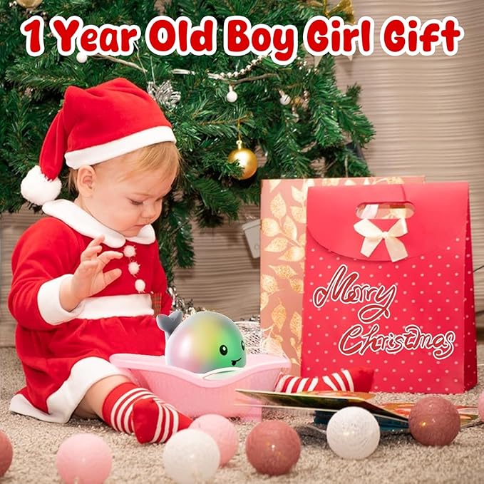 Gigilli Baby Bath Toys, Bath Toys for Kids Ages 1-3, 1 Year Old Girl Gifts Christmas Stocking Stuffers for Babies 6-12-18 Months, Light Up Whale Bath Toy Sprinkler Toddler Birthday Bathtub Water Toy